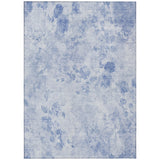 5' X 8' Sky Blue And Denim Blue Floral Washable Indoor Outdoor Area Rug