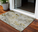 3' X 5' Taupe Ivory And Tan Floral Washable Indoor Outdoor Area Rug