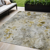 5' X 8' Taupe Ivory And Tan Floral Washable Indoor Outdoor Area Rug