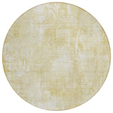 8' Beige Tan And Ivory Round Abstract Washable Indoor Outdoor Area Rug