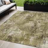 5' X 8' Brown Taupe And Ivory Abstract Washable Indoor Outdoor Area Rug