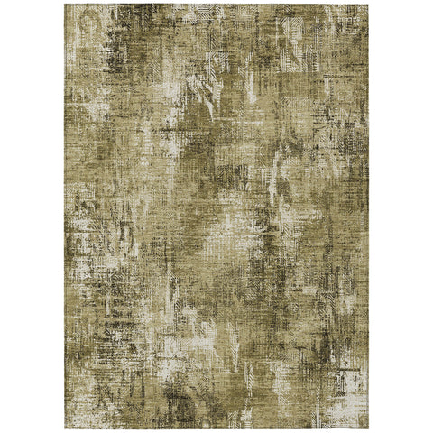5' X 8' Brown Taupe And Ivory Abstract Washable Indoor Outdoor Area Rug