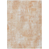 8' X 10' Coral Peach And Ivory Abstract Washable Indoor Outdoor Area Rug