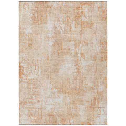 8' X 10' Coral Peach And Ivory Abstract Washable Indoor Outdoor Area Rug