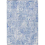 5' X 8' Sky Blue Denim Blue And Ivory Abstract Washable Indoor Outdoor Area Rug