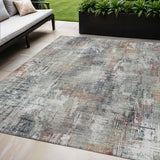 5' X 8' Taupe Gray And Copper Abstract Washable Indoor Outdoor Area Rug