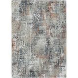 5' X 8' Taupe Gray And Copper Abstract Washable Indoor Outdoor Area Rug