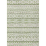 5' X 8' Artichoke Green And Ivory Quatrefoil Washable Indoor Outdoor Area Rug