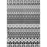 3' X 5' Black Gray And Ivory Quatrefoil Washable Indoor Outdoor Area Rug