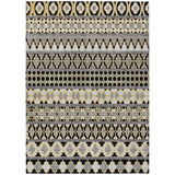 5' X 8' Charcoal Gray And Gold Quatrefoil Washable Indoor Outdoor Area Rug