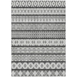 5' X 8' Gray Charcoal And Silver Quatrefoil Washable Indoor Outdoor Area Rug