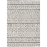 3' X 5' Ivory Beige And Taupe Quatrefoil Washable Indoor Outdoor Area Rug