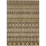 5' X 8' Brown And Taupe Quatrefoil Washable Indoor Outdoor Area Rug