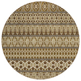 8' Brown And Taupe Round Quatrefoil Washable Indoor Outdoor Area Rug