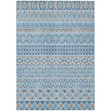3' X 5' Sky Blue And Denim Blue Quatrefoil Washable Indoor Outdoor Area Rug