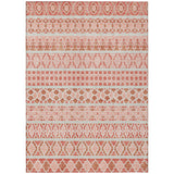 8' X 10' Salmon Beige And Copper Quatrefoil Washable Indoor Outdoor Area Rug