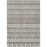 5' X 8' Taupe Beige And Gray Quatrefoil Washable Indoor Outdoor Area Rug