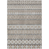 8' X 10' Taupe Beige And Gray Quatrefoil Washable Indoor Outdoor Area Rug