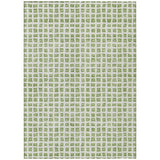 3' X 5' Artichoke Green And Ivory Geometric Washable Indoor Outdoor Area Rug