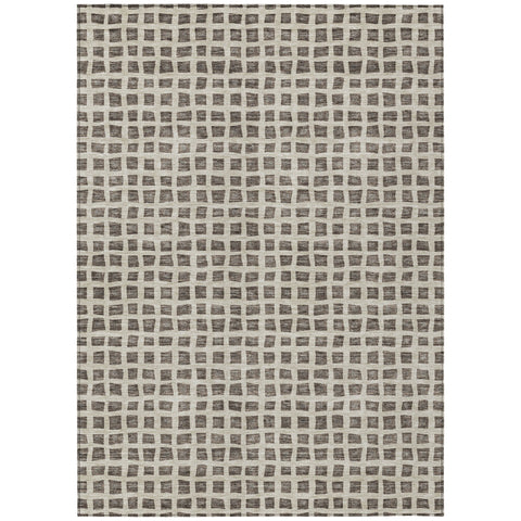 5' X 8' Brown Taupe And Ivory Geometric Washable Indoor Outdoor Area Rug