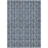 5' X 8' Navy Blue And Ivory Geometric Washable Indoor Outdoor Area Rug