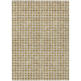 5' X 8' Gold And Beige Geometric Washable Indoor Outdoor Area Rug