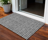 3' X 5' Graphite Gray And Silver Geometric Washable Indoor Outdoor Area Rug