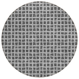 8' Graphite Gray And Silver Round Geometric Washable Indoor Outdoor Area Rug