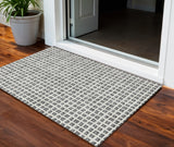 3' X 5' Gray Charcoal And Silver Geometric Washable Indoor Outdoor Area Rug