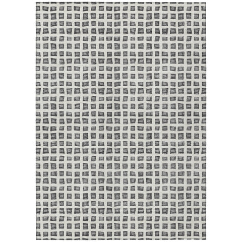8' X 10' Gray Charcoal And Silver Geometric Washable Indoor Outdoor Area Rug