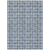5' X 8' Navy Blue And Ivory Geometric Washable Indoor Outdoor Area Rug