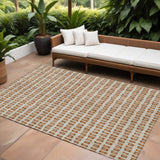8' X 10' Orange Beige And Copper Geometric Washable Indoor Outdoor Area Rug