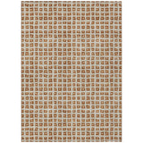 8' X 10' Orange Beige And Copper Geometric Washable Indoor Outdoor Area Rug