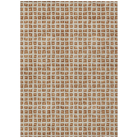8' X 10' Orange Beige And Copper Geometric Washable Indoor Outdoor Area Rug