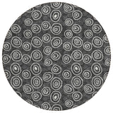 8' Black Gray And Ivory Round Geometric Washable Indoor Outdoor Area Rug