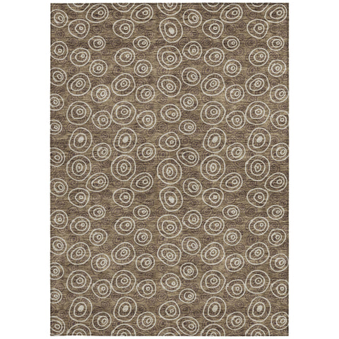 5' X 8' Brown Taupe And Beige Geometric Washable Indoor Outdoor Area Rug