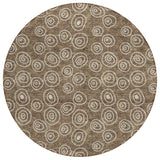 8' Brown Taupe And Beige Round Geometric Washable Indoor Outdoor Area Rug