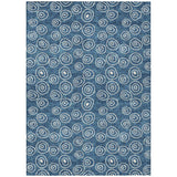5' X 8' Navy Blue And Ivory Geometric Washable Indoor Outdoor Area Rug