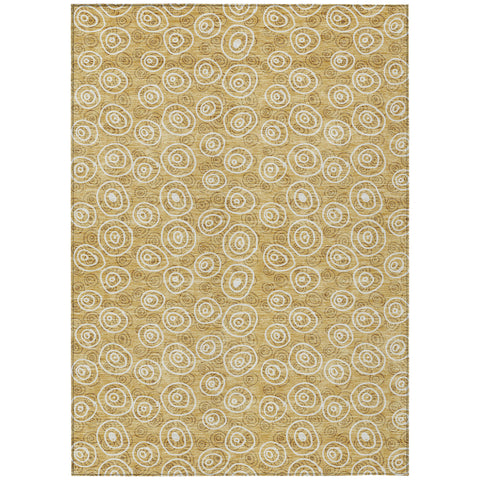 3' X 5' Gold Beige And Ivory Geometric Washable Indoor Outdoor Area Rug