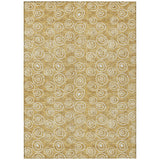 8' X 10' Gold Beige And Ivory Geometric Washable Indoor Outdoor Area Rug