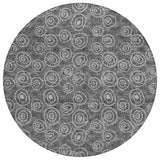 8' Gray Charcoal And Silver Round Geometric Washable Indoor Outdoor Area Rug