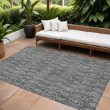 8' X 10' Gray Charcoal And Silver Geometric Washable Indoor Outdoor Area Rug
