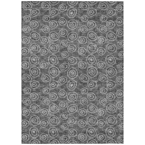 8' X 10' Gray Charcoal And Silver Geometric Washable Indoor Outdoor Area Rug