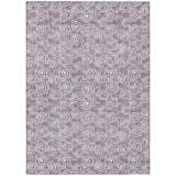 5' X 8' Lavender Purple And Ivory Geometric Washable Indoor Outdoor Area Rug