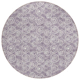 8' Lavender Purple And Ivory Round Geometric Washable Indoor Outdoor Area Rug