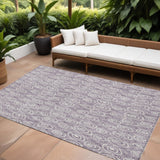 8' X 10' Lavender Purple And Ivory Geometric Washable Indoor Outdoor Area Rug