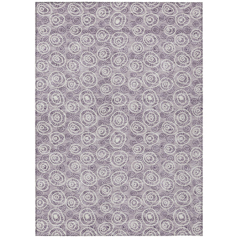 8' X 10' Lavender Purple And Ivory Geometric Washable Indoor Outdoor Area Rug