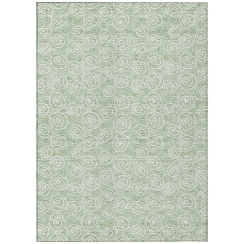 3' X 5' Mint Green Artichoke Green And Ivory Geometric Washable Indoor Outdoor Area Rug