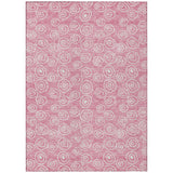5' X 8' Pink And Ivory Geometric Washable Indoor Outdoor Area Rug