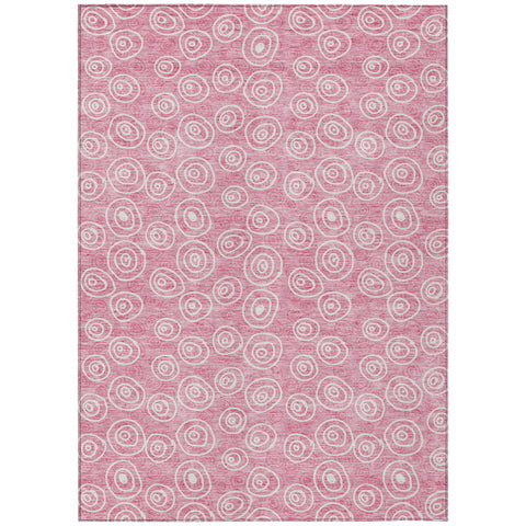 8' X 10' Pink And Ivory Geometric Washable Indoor Outdoor Area Rug